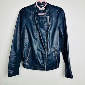 Calvin Klein Midnight Blue Faux Leather Jacket Size Small